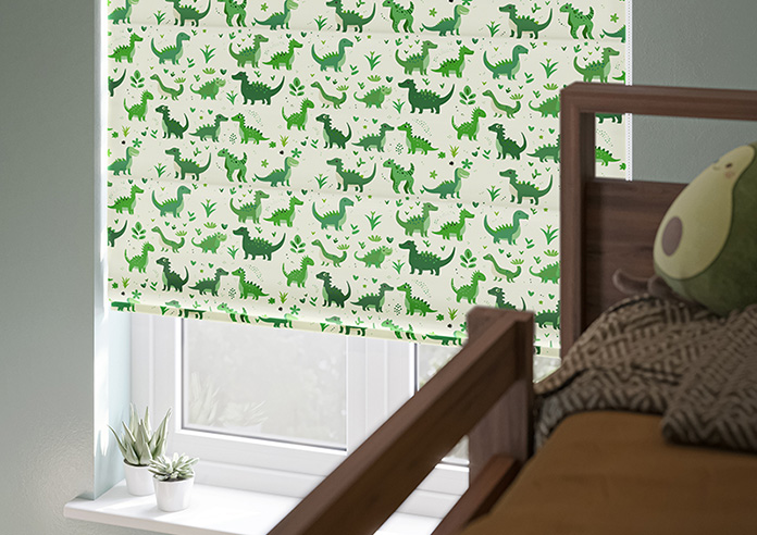 Dino Land, Lush Green - Motorised Roman Blind - Image 5